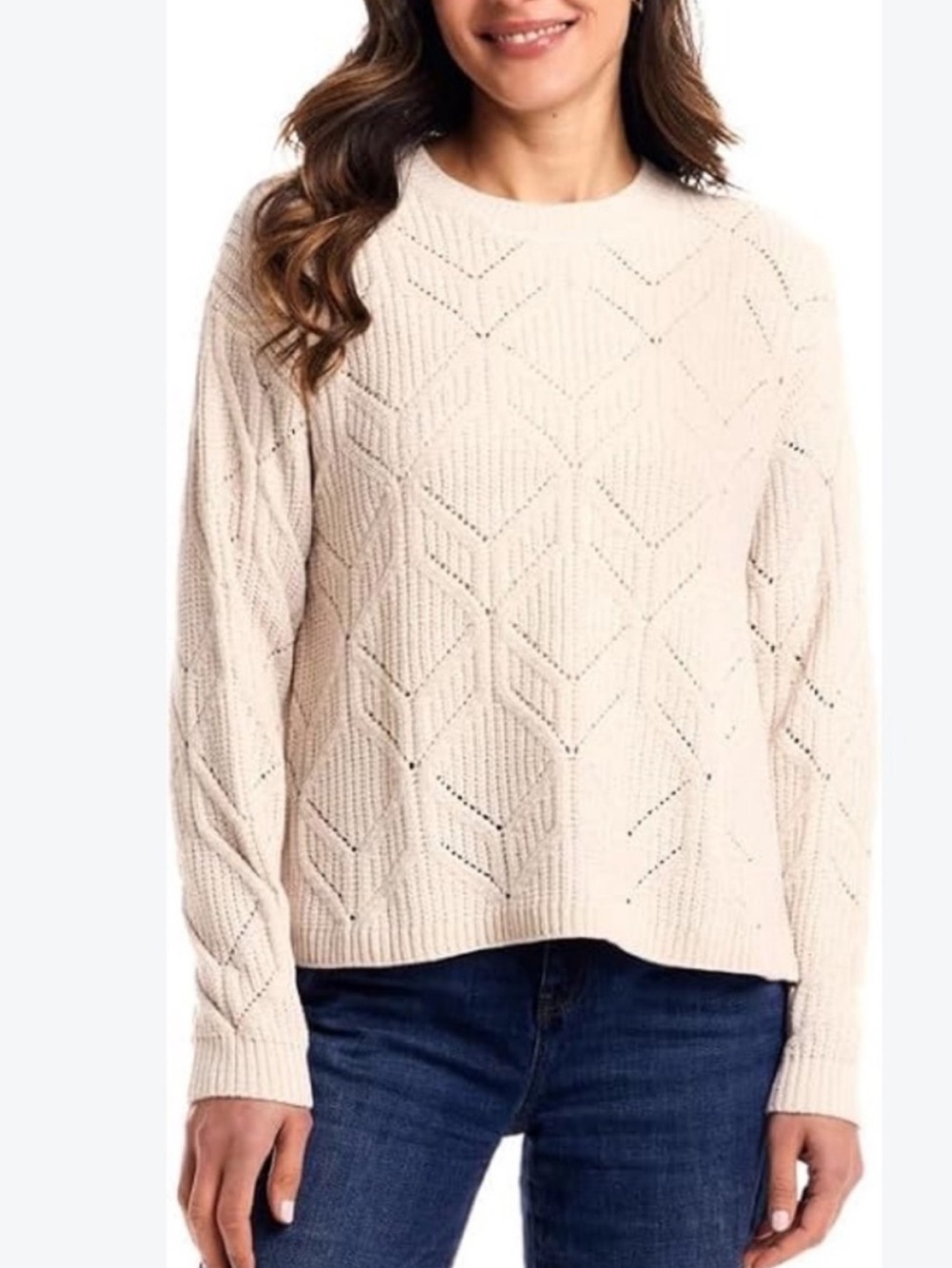 Original Weatherproof Vintage Chenille Sweater Cream Size XL